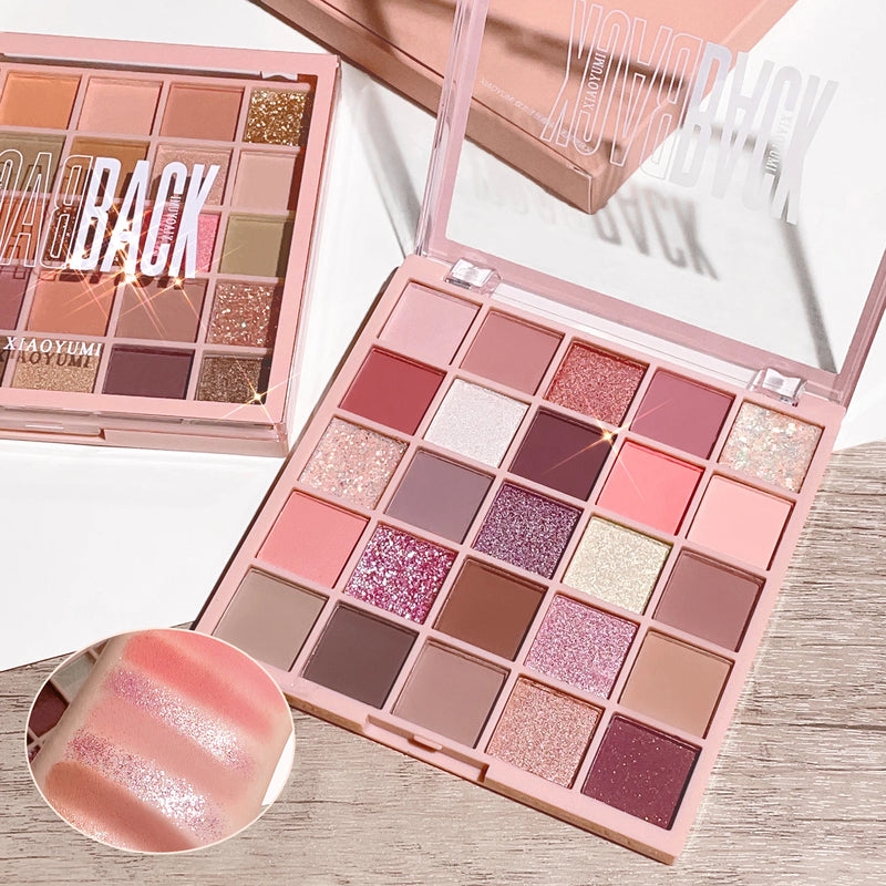 25-color eye shadow tray, oatmeal milk tea tray, sparkling powder, pearl sequins, gentle orange brown, affordable eye shadow