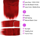 Hot Red Straight Bundles With HD Closure Brazilian Straight Human Hair Red 3/4 Bundles With Closure Raw Human Hair Extensions