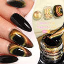 LILYCUTE 7ml Gold Cat Magnetic Nail Gel Polish Four-Colorful Glitter Reflective Nail Gel Soak Off UV LED Gel Nail Art Varnish
