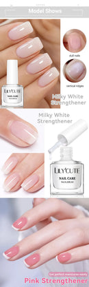 LILYCUTE 7ML Nail Care Polish Milky White Pink Strengthener Effect Long Lasting Care Polish Varnish Fast Drying No Need Lamp