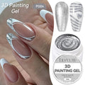 LILYCUTE 8ml 3D Painting Nail Gel White Black Color High Saturation Gradient Pat Multifunctional UV LED No Wipe Manicure Gel