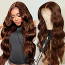 200 Density 30 38Inch Chocolate Brown Body Wave Human Hair Wigs Brazilian 13x6 HD Lace Frontal Wigs