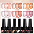 LILYCUTE 6PCs/SET 7ML Jelly Sea Glass Nail Gel Polish Spring Translucent Pink Nude Semi Permanent Soak Off Nail Art Manicure Kit