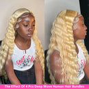 Blonde Human Hair Bundles 613 Deep Wave Bundles Human Hair Brazilian Hair Weave Bundles Remy Human Hair Extensions 36 38 40 Inch