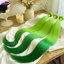 Ombre Green Bone Straight Bundles Human Hair Colored 2 Tone 1 3 4 Bundles Unprocessed Raw Real Human Hair Bundles Deals