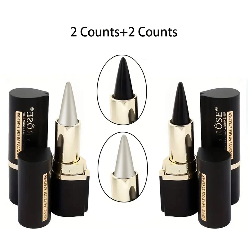 Black/Silver Creamy texture Eyeliner, 1 Count  2 Counts Easy Coloring  High Pier Pencil, Daily Makeup Accessories for Women and