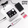 45000RPM Nail Drill Machine Professional Nail Lathe with Large LCD Screen Smart Electric Manicure Polisher Nail Art Tools