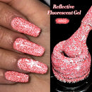 LILYCUTE 7ml Pink Fluorescent Reflective Gel Nail Polish Shining Glitter Neon Semi Permanent Soak Off UV Gel Nail Art Manicure