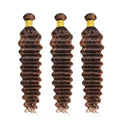 P4/30# Deep Wave Human Hair Bundles 30 Inch Ombre Highlight Bundles Brazilian Virgin Hair Double Weft Brown Wet and Wavy Bundles