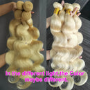 #613 Blonde Human Hair 1/3/4 Bundles Peruvian Body Wave Raw Hair Bundles 10 To 30 inch Human Hair Weft Can Be Dyed Raw Human Hai