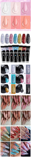 LILYCUTE 5Pcs/Set 15ml Quick Extension Nail Gel Kit Clear Acrylic Gel Semi Permanent Soak Off UV Varnish Nail Art Manicure Set