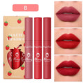 3-Piece Set of Lip Gloss, Velvet Matte Lipstick, Small Orange Milk Tea Bean Paste Color Lip Gloss, Easy to Apply, Non-Fading, Non-Stick Cup Lip Gloss Set Box