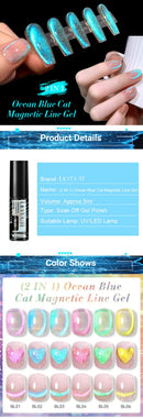 LILYCUTE 5ML Blue Tears Cat Liner Gel Polish Super Bright Sparkling French Line Semi Permanent Nail Painting Soak Off UV Gel