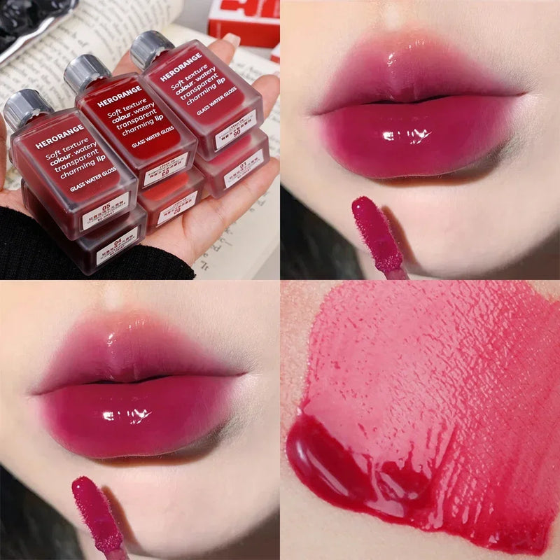 6 Color Water Mirror Gloss Lip Glaze Natural Lasting Hydrating Moisturizing Not Easy To Take Off Makeup Liquid Lipstick Cosmetic