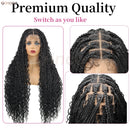 Boho Box Braided Wigs Curly Hair Synthetic Full Lace Front Wigs for Black Women Goddess Locs Braid Wig Bohemian Box Braid Wig