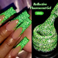 LILYCUTE 7ml Pink Fluorescent Reflective Gel Nail Polish Shining Glitter Neon Semi Permanent Soak Off UV Gel Nail Art Manicure
