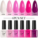 LILYCUTE 6Pcs/Set Purple Color Series Nail Gel Glitter Semi Permanent UV LED Gel Nail Art Soak Off Polish Kit Design Manicure