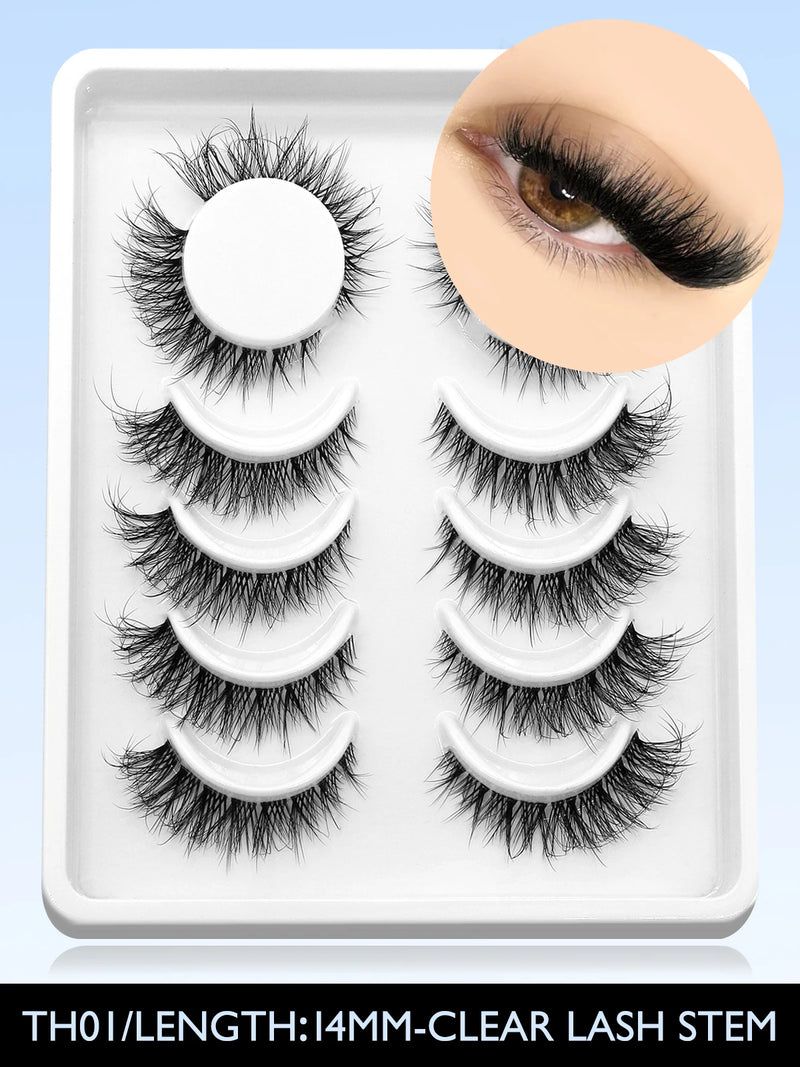 Eyelashes 3D Mink Lashes Natural Eyelashes Clear eyelash stem False Eyelashes Cat Eye Lashes Eyelash Extension Effect