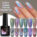 LILYCUTE 7ml Laser Glitter Rainbow Cat Magnetic Gel Nail Polish Sparkling Effect 9D Colorful Semi Permanent Soak Off Nail Art