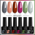 LILYCUTE 6Pcs/Set 7ML Brown Gel Nail Polish Winter Coffee Semi Permanent Soak Off UV Gel Design Nail Art Manicure Kit Varnish