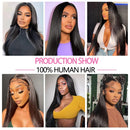 12A Straight Human Hair Bundles With 2x6/5x5 Lace Closure Unprocessed Brazilian Virgin Bundles 100% Raw Hair 3 Days Delivery