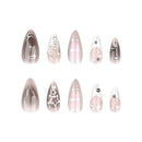 24Pcs Black Y2k Fake Nails with Diamond Halloween Long Almond False Nail Butterfly Design Wearable Oval Press on Nails Tips