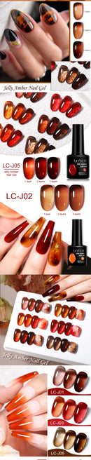 LILYCUTE 7ML Jelly Amber Gel Nail Polish Autumn Nail Art Bloom Leopard Pattern Nail Gel Semi Permanent UV Gel Polish Varnishes