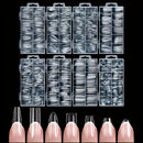 120 Pieces of Transparent Coffin/Almond/Fine High Heels/椭圆形/Square/Other Shape Style Boxed Nails, 12 Sizes Full Coverage Acrylic Pressure-Stick Nails, Suitable for Home DIY Manicure, Art and Manicure Salon Use or Gifts