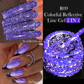 LILYCUTE 5ML Reflective Glitter Liner Gel Nail Polish French Colorful Laser Sparkling Painting Nail Art Semi Permanent UV Gel