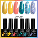 LILYCUTE 6Pcs/Set 7ML Brown Gel Nail Polish Winter Coffee Semi Permanent Soak Off UV Gel Design Nail Art Manicure Kit Varnish