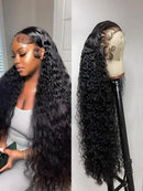 200 Density Water Wave Transparent Lace Frontal Wig 13x6 Hd 44 Inch Water Wave Pre Plucked Lace Frontal Wig For Black Women Hair