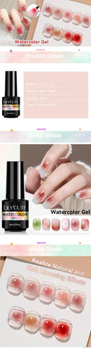 LILYCUTE 8ML Watercolor Nail Gel Blossom Spreading Effect Functional Gel UV LED Soak Off Nail Art Polish Painting Nails