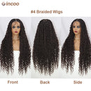 Boho Box Braided Wigs Curly Hair Synthetic Full Lace Front Wigs for Black Women Goddess Locs Braid Wig Bohemian Box Braid Wig