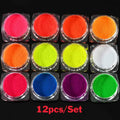 24pcs/Set Sparkly Holographic Fine Sugar Nail Powder Diamond Chrome Pigment Dust For Gel Polish Glitter Manicure Accessories
