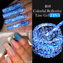 LILYCUTE 5ML Reflective Glitter Liner Gel Nail Polish French Colorful Laser Sparkling Painting Nail Art Semi Permanent UV Gel