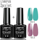 LNWPYH 2Pc Gel Nail Polish Kit Professional Glitter Nail Gel Polish Semi Permanent Soak Off UV Nail Art Gel Varnish Nail Art Set