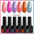 LILYCUTE 6Pcs/Set 7ML Brown Gel Nail Polish Winter Coffee Semi Permanent Soak Off UV Gel Design Nail Art Manicure Kit Varnish