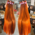 24 26 30 Ginger Orange Real Human Hair Bundles #350 Colored Bone Straight Brazilian Raw Virgin Weaving Double Weft Bundle Deal