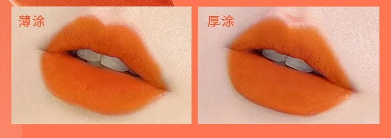 Bright Orange Color Lip Glaze Carrot Matte Velvet Liquid Lip Gloss Easy to Apply Lasting Lipstick Korea Lips Makeup Cosmetics