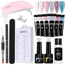 LILYCUTE 14PCS/Set Extension Nails Gel Kit Finger Quick Buliding Extension Gel Semi Permanent Soak Off UV Varnish Nail Manicure