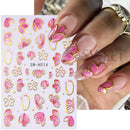 2/3pcs Golden Pink Hibiscus Flower Nail Stickers 3D Bronzing Border Petals Sakura Line Sliders Nail Decals DIY Manicure Decor