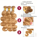 #27 Honey Blonde Bundles Human Hair Body Wave Bundles Double Weft for Black Women 1/3/4 Bundles Body Wave Silk Bouncy Wavy Hair