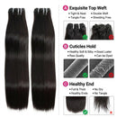 100% Unprocessed Virgin Brazilian Human Hair Bundles Natural Black Color 30 32 Inch Body Wave 3/4 Bundles Raw Hair Extensions 16A Remy Pure Human HairBundle