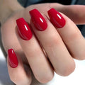 24Pcs Christmas Red Press On False Nails With Adhesive Short Ballerina Coffin Fake Nails DIY Full Cover Tips Manicure Tool