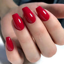 24Pcs Christmas Red Press On False Nails With Adhesive Short Ballerina Coffin Fake Nails DIY Full Cover Tips Manicure Tool