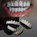 HipHop CZ Teeth Set For Unisex Top Bottom Mouth Gold Silver Color Teeth Tooth Cap Removable Dental Fashion Jewelry