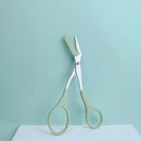 Pink eyebrow trimming scissors with built-in comb - stainless steel, precise grooming tool, creating perfect eyebrows