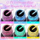 LILYCUTE 5ML Blue Tears Cat Liner Gel Polish Super Bright Sparkling French Line Semi Permanent Nail Painting Soak Off UV Gel