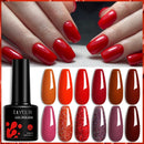 LILYCUTE 3Pcs/Set 7ML Red Series Gel Nail Polish Kit Glitter Semi Permanent Soak Off UV LED Gel DIY Design Nail Art Manicure