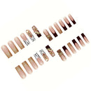 24 pieces of long square armor gold French white leopard print French 3d gold gun flash diamond gold dollar diamond gold -
